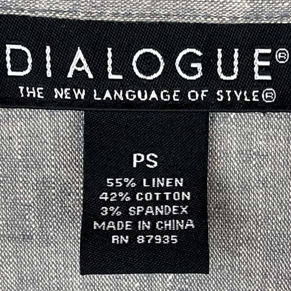 DIALOGUE Beachy Shirt Dress Linen Blend Small Petite Casual Chambray Tie Belt - Picture 3 of 14